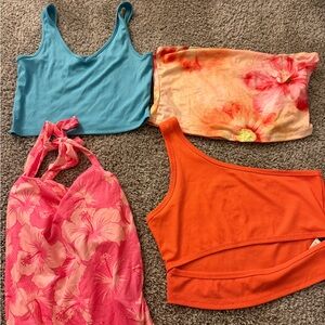 SHEIN Blue, Orange, Pink, and Multicolor Crop Tops